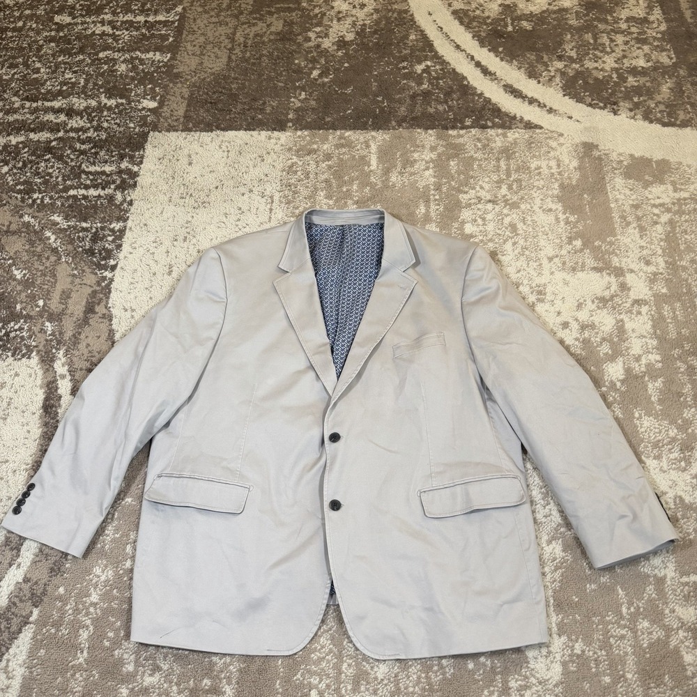 Oak Hill Sport Coat Mens 3XLT Gray Solid Two Button Jacket Blazer DXL Tall